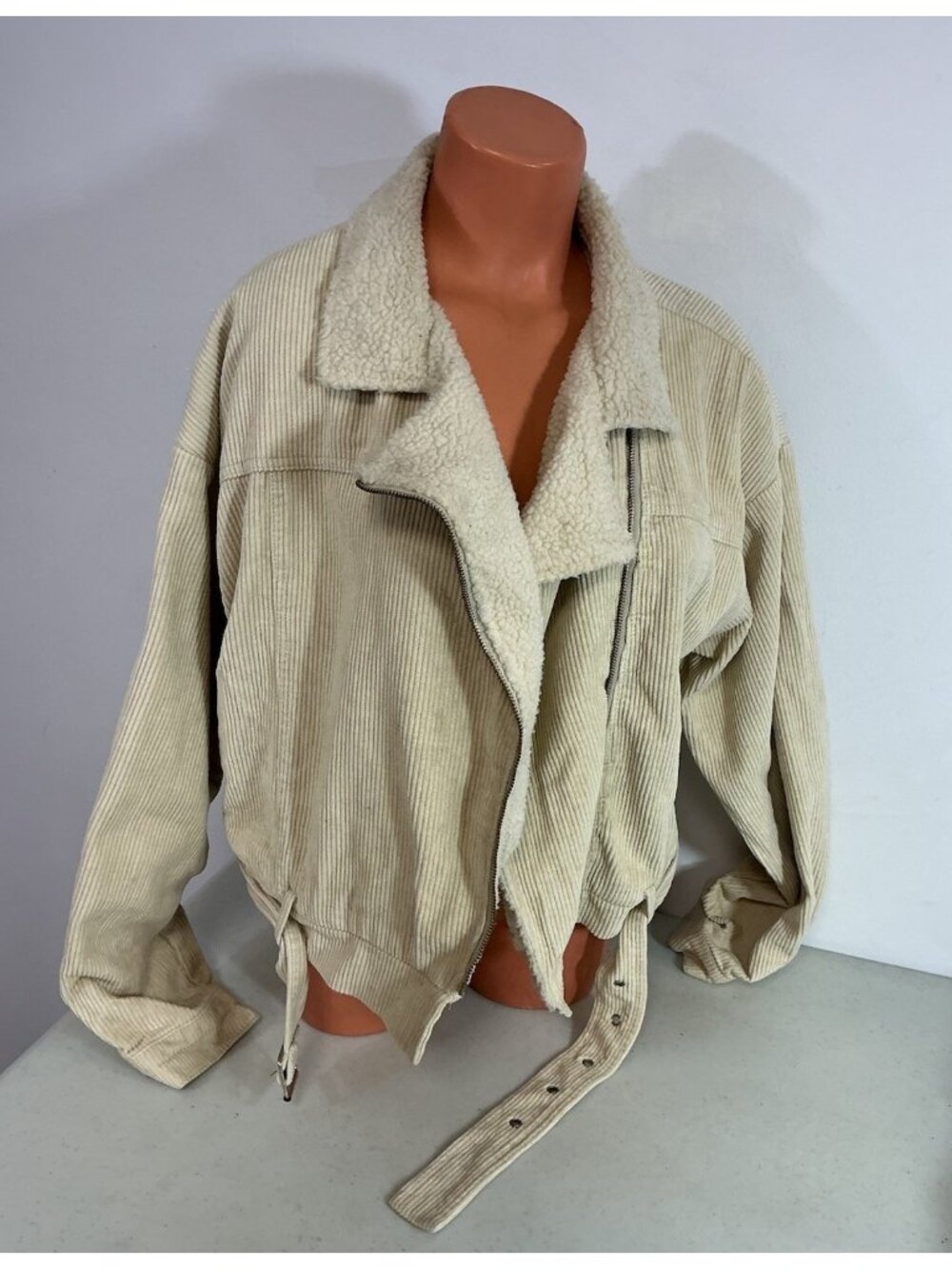 Oversized Corduroy Coat Fleece Lined Trucker Jacket Womens Medium